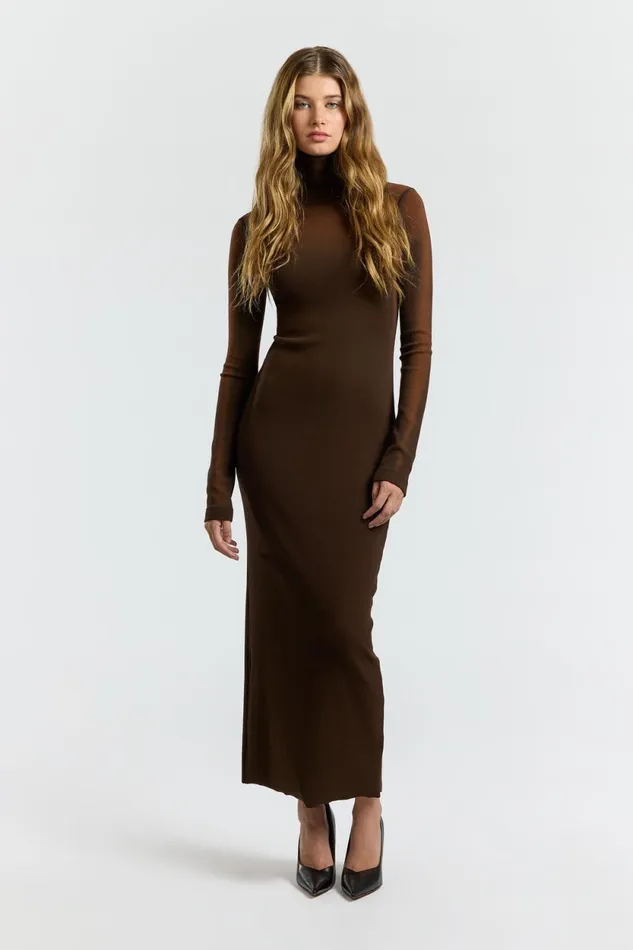 Women Verona Turtleneck Maxi Dress Chestnut Cast COTTON CITIZEN Dresses Women Verona Turtleneck Maxi Dress Chestnut Cast COTTON CITIZEN Dresses