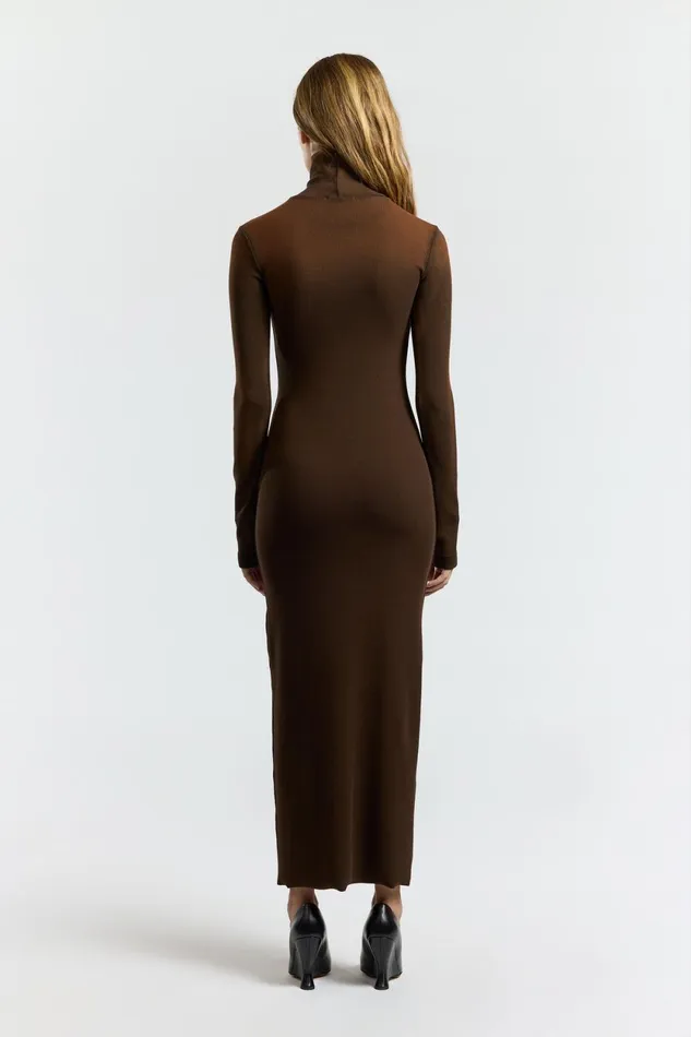 Women Verona Turtleneck Maxi Dress Chestnut Cast COTTON CITIZEN Dresses Women Verona Turtleneck Maxi Dress Chestnut Cast COTTON CITIZEN Dresses
