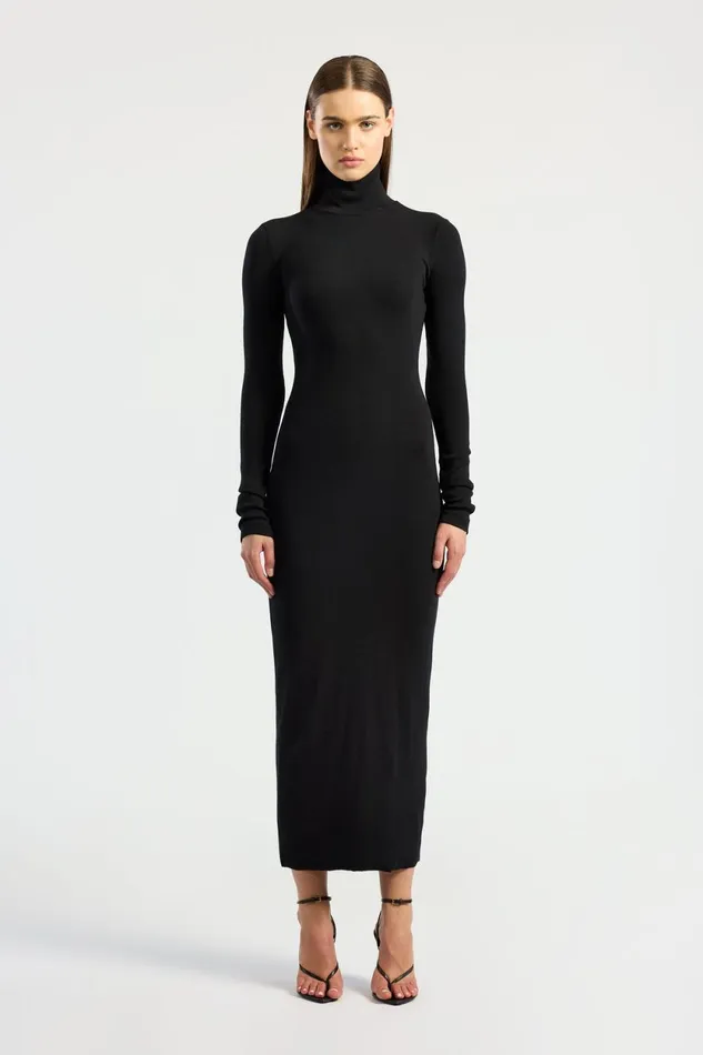 Women Verona Turtleneck Maxi Dress Jet Black COTTON CITIZEN Dresses