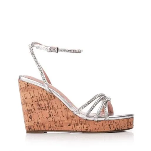 Yelena Silver Porvair Women Moda In Pelle Wedge Sandals