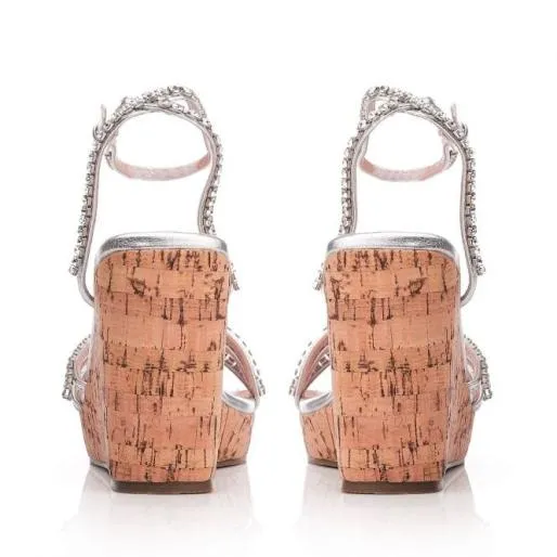 Yelena Silver Porvair Women Moda In Pelle Wedge Sandals Yelena Silver Porvair Women Moda In Pelle Wedge Sandals