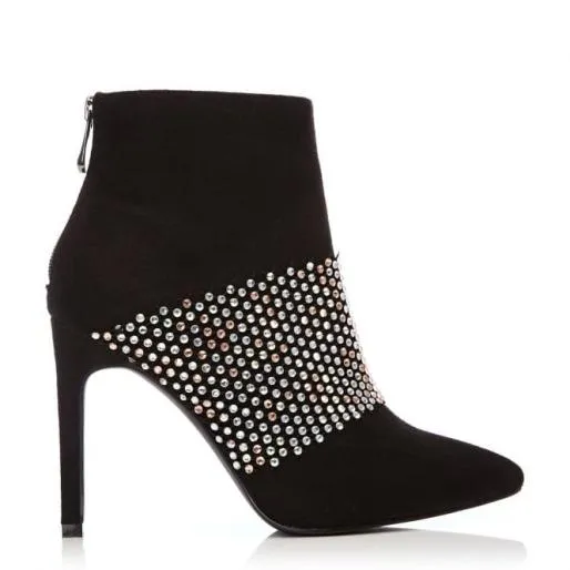 Zaria Black Alcantara Women Moda In Pelle Ankle Boots