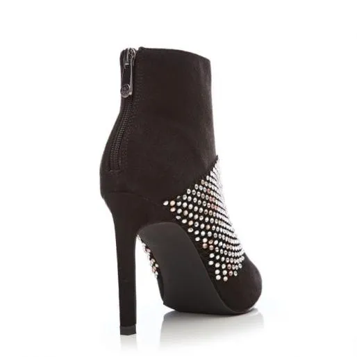 Zaria Black Alcantara Women Moda In Pelle Ankle Boots
