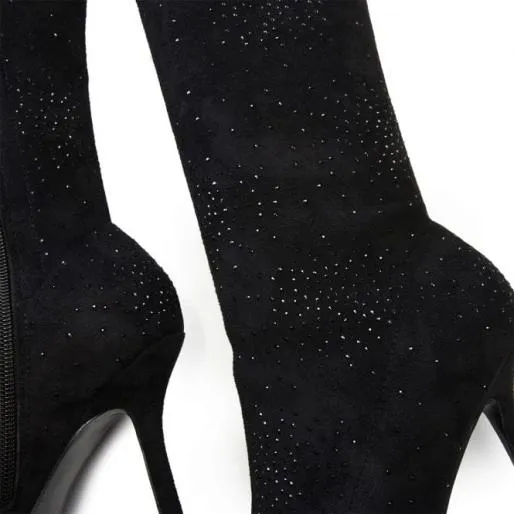 Zarina Jet Black Alcantara Women Moda In Pelle Black Boots