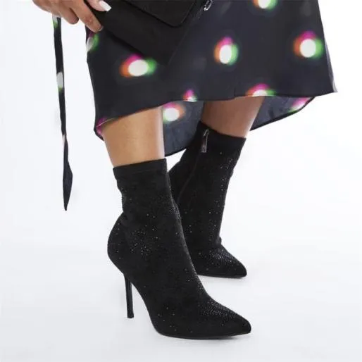 Zoeyy Black Alcantara Women Moda In Pelle Ankle Boots Zoeyy Black Alcantara Women Moda In Pelle Ankle Boots