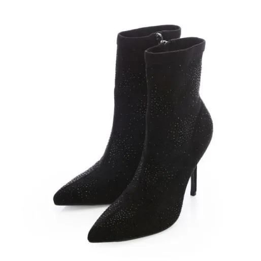 Zoeyy Black Alcantara Women Moda In Pelle Ankle Boots Zoeyy Black Alcantara Women Moda In Pelle Ankle Boots
