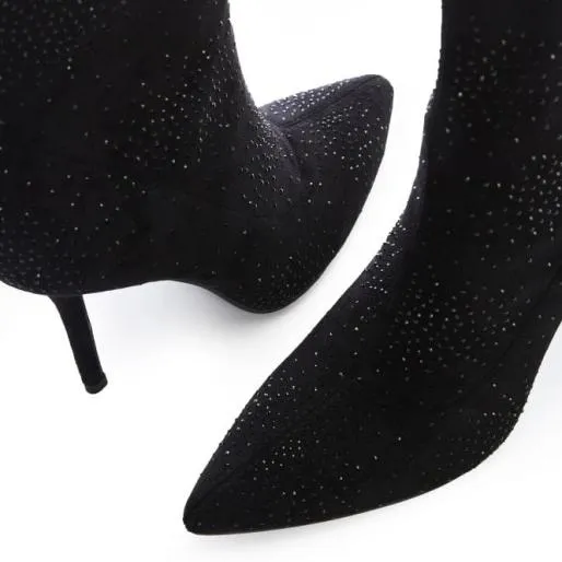 Zoeyy Black Alcantara Women Moda In Pelle Ankle Boots Zoeyy Black Alcantara Women Moda In Pelle Ankle Boots